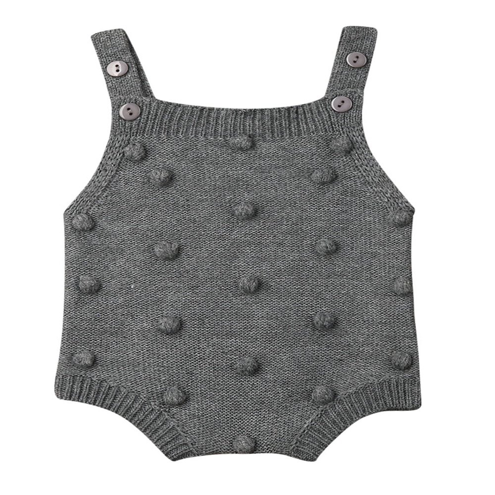 Newborn Baby Boy Girl Sleeveless Knit Bodysuit Solid Color Button Jumpsuit Warm Clothes
