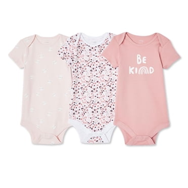 George Baby Girls' Layette 100% Cotton 3-Pack Bodysuit