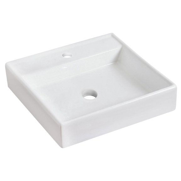 American Imaginations 21-in. W Above Counter White Bathroom Vessel Sink For 3H8-in. Center Drilling AI-595