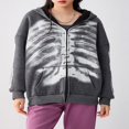 thumbnail image 3 of Skeleton Print Sweatshirts for Women with Long Sleeves and Zip Up, 3 of 9