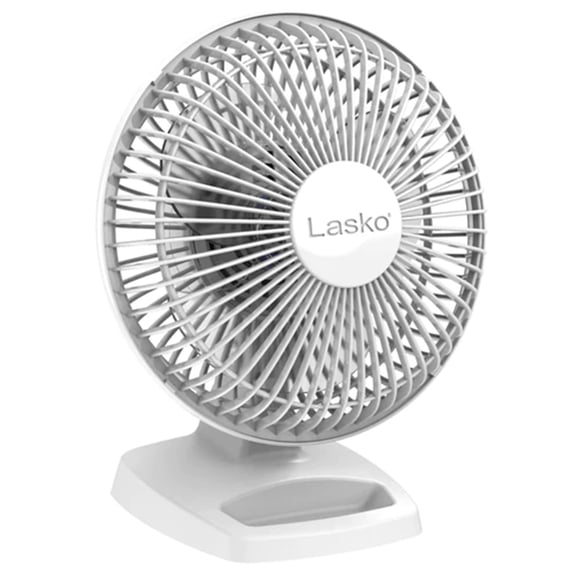 Lasko 6" 2002W 2-Speed Personal Portable Table Fan with Storage Tray, White