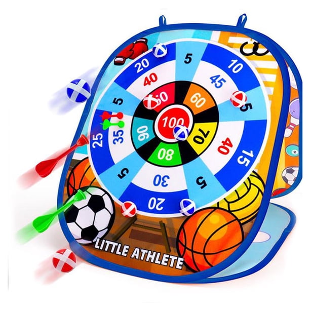 FAOKZE Jeu De Lancer 5 En 1 - Pouf, Fléchettes, Morpion, Anneaux - Pliable - Enfants - Jardin Intérieur Extérieur