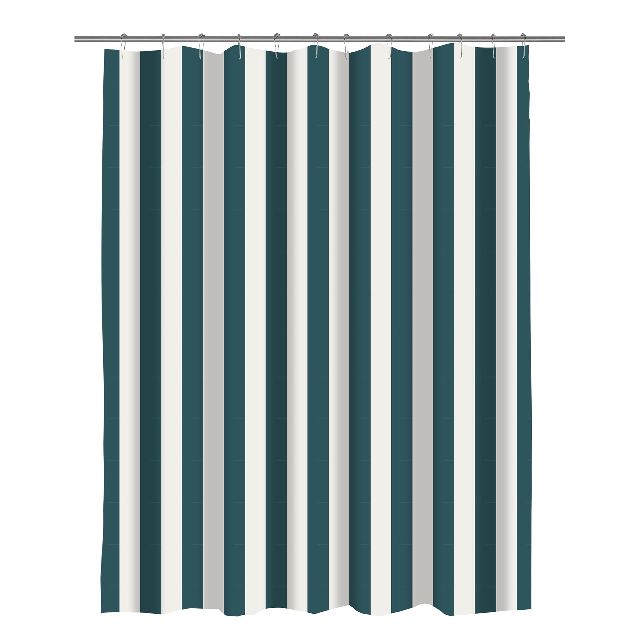 Mainstays 16-Piece Teal Shower Curtain Bathroom Set – Fabric Curtain with Rug, Hooks, Soap Dispenser & Tray