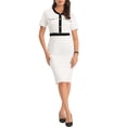thumbnail image 2 of INSPIRE CHIC Robe Fourreau pour Femme à Manches Courtes, Couleur Contrastante, Élégante, Coupe Crayon, Robe Midi pour le Travail, m Blanc, 2 of 6