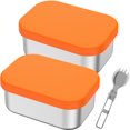 thumbnail image 1 of 2Pcs Stainless Steel Snack Containers with Silicone Lid 12 oz Leakproof Snack Bento Box Safe for Daycare School, 1 of 6