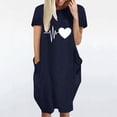 thumbnail image 3 of YUNAFT Robes pour Femmes Liquidation Mode Femmes Ample Imprimé Cœur Col Rond Poches Décontracté Manches Courtes Robe Solde, 3 of 4