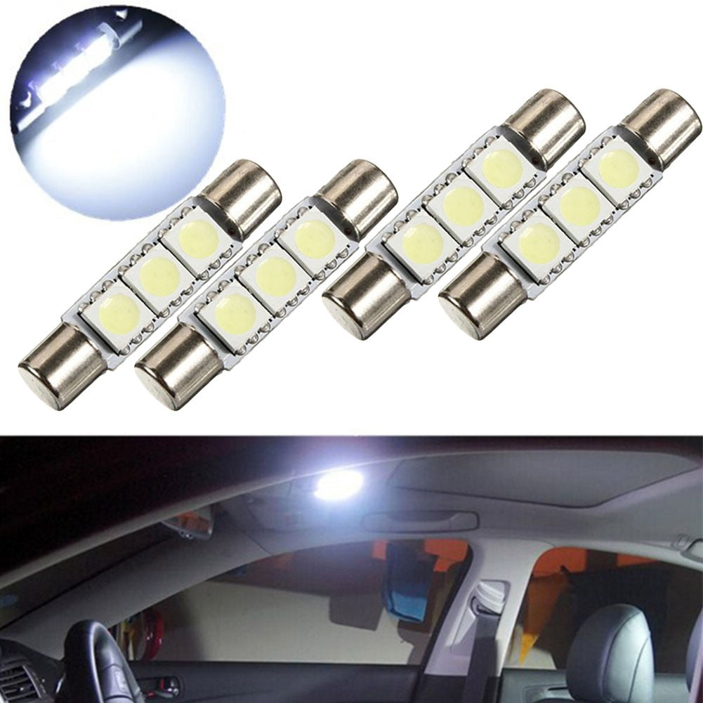 4 X White LED ST6-5050-3SMD 29mm B6LED Fuse Visor Vanity Mirror Light Bulbs Makeup Mirror Light Sun Visor Map Lights