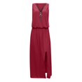 thumbnail image 4 of Ketyyh-chn99 Robes pour Femmes Robe Élégante pour Femme Robe de Soirée Robe Droite Unie pour Vacances Robe à Enfiler Robe de Plage Rouge,2TG, 4 of 5