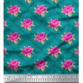 thumbnail image 1 of Soimoi Tissu en Coton Cambric Design Quatrefoil, Imprimé Floral Feuilles & Roses au Mètre 42 Pouces de Large, 1 of 3
