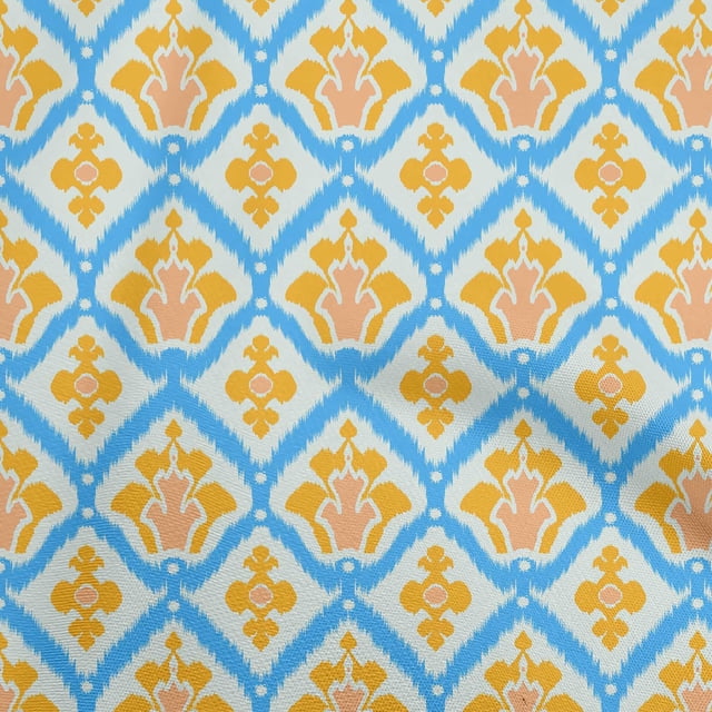 oneOone Georgette Viscose Turquoise Blue Fabric Asian Ikat Sewing Craft Projects Fabric Prints By Yard 42 Inch Wide