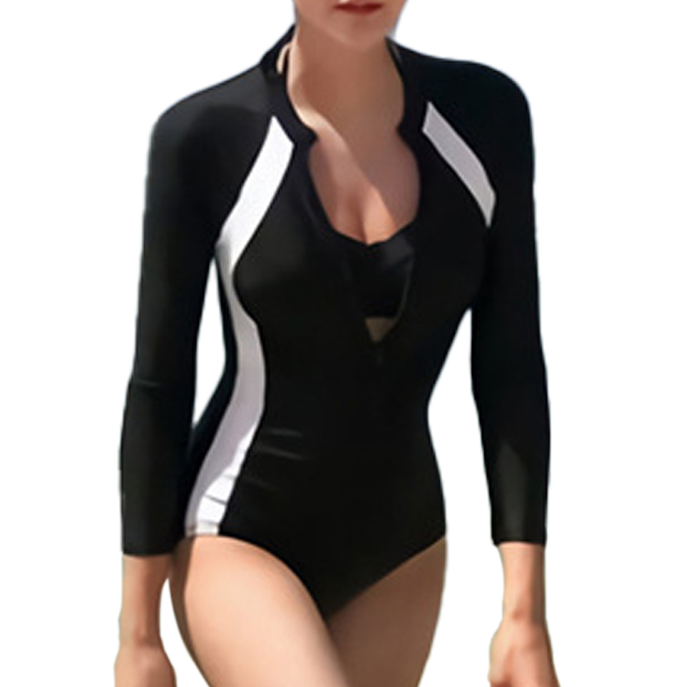 Maillot de Bain une Pièce à Manches Longues pour Femmes avec Fermeture Éclair, Protection anti-UV 51