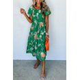 thumbnail image 1 of a.Jesdani Robe Maxi Élégante : Manches Bouffantes à Motif Floral et Taille Haute, Vert - Tendance!, 1 of 8