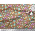 thumbnail image 3 of Soimoi Brown Poly Georgette Fabric Insect & Floral Clip Art Print Sewing Fabric BTY 42 Inch Wide, 3 of 3