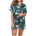 thumbnail image 1 of Rbaofujie Robes pour Femmes Vêtements de Nuit Femmes Décontracté Imprimé Col Rabattu Blouse à Manches Courtes Mode Short Pyjama Ensemble Peignoir pour Femmes, 1 of 5