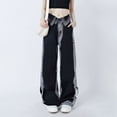 thumbnail image 1 of Simua Women's Jeans with Patchwork High Waist Loose Denim Color Block Jean Straight Wide Leg Pants, 1 of 8