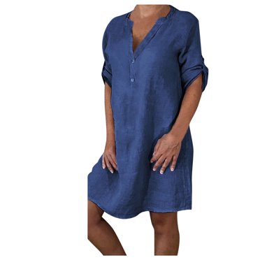 XZNGL Robe d'Été pour Femmes Mode d'Été pour Femmes Décontractée Jupe en Denim à Multiples Boutons Jupe en Denim à Multiples Poches Jupe en Denim Femme