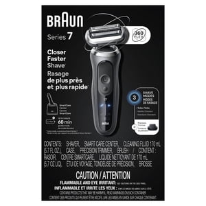 Braun Shaver électrique pour les hommes, Series 7 7171cc, Mouille & Rasoir sec, Turbo & Modes doux de rasage, Shaver étanche à l'huile, Engineered en Allemagne, Clean & Frais SmartCare Centre inclus, avec précision T