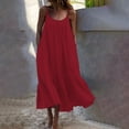 thumbnail image 1 of Gspmoly Robes Décontractées pour Femmes, Robe Maxi d'Été Décontractée Boho Sans Manches à Bretelles Spaghetti, Smockée, à Étages, Longue, de Plage, Soleil, Robes de Travail pour Femmes Offres Hebdomadaires, 1 of 4