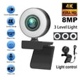 thumbnail image 2 of Webcam Light Control Full HD 8MP Webcam PC Laptop Live Streaming Flexible with Microphone ,Easy to Install, 2 of 6