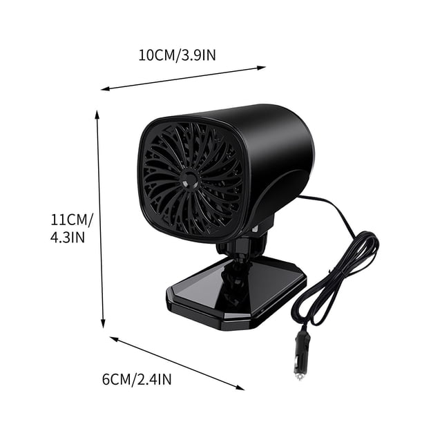 24V Car Heater for Trucks Buses RVs with 360-Degree Adjustable Base Defrost Defog Fast Heating 11 in x 10 in x 6 cm