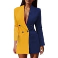 thumbnail image 1 of 2025 Chandail en Molleton Patchwork à Blocs de Couleur pour Femme, Manches Longues, Col en V, Chandail à Capuchon en Molleton pour Femme, Veste, Ensemble, Robe, 1 of 5