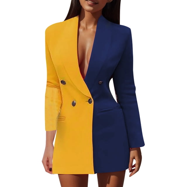 2025 Chandail en Molleton Patchwork à Blocs de Couleur pour Femme, Manches Longues, Col en V, Chandail à Capuchon en Molleton pour Femme, Veste, Ensemble, Robe