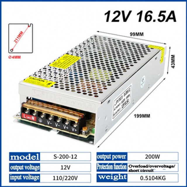 Switch Power Supply Transformer Ac220V To 12V 24V Adapter For Led Strip 25W-350W