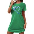 thumbnail image 1 of Rbaofujie Pyjama pour Femmes Ensemble Shorts Nuisette Courte Surdimensionnée pour Femmes Mode Imprimé Poitrine Robe de Nuit à Manches Courtes Pyjama d'Hiver pour Femmes, 1 of 7