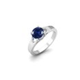 thumbnail image 2 of 925 Sterling Silver 6mm Round Shape Blue CZ Solitaire Femmes Bague de Mariage, 2 of 3