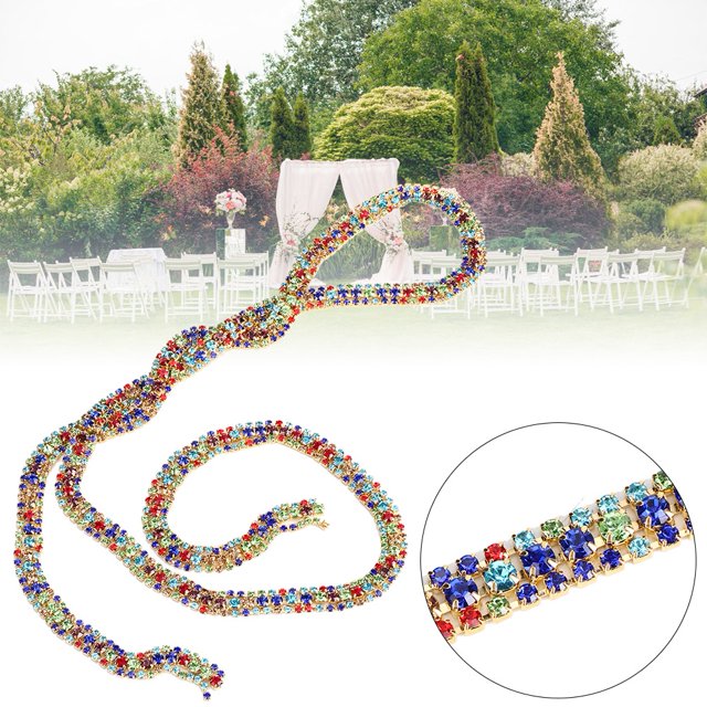 Chaîne de Décoration de Vêtements de Mariage, 1 Yard 3 Rangs Strass Coupe Chaîne Chaîne Strass Installation Sans Effort