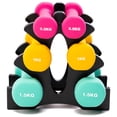 thumbnail image 1 of PRISP Dumbbells Set with Rack, 3 Pairs of Neoprene Free Weights with Stand, 1 of 8