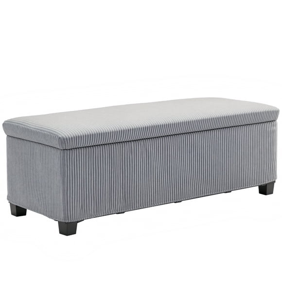 HOMCOM 44 Inches Storage Ottoman Bench with Lid, Legs, Foot Rest, Grey