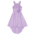 thumbnail image 3 of zdhoor Robe de Fête Sans Manches pour Filles, Ornée de Fleurs, Froncée, en Mousseline Brillante Perlée, Ourlet Asymétrique, Lavande 14, 3 of 6