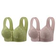thumbnail image 1 of Latrodar Front Closure Bras for Women Wireless Bras for Women 2PCS Supportive Bralettes Wirefree Posture Correcting Stretch Brassiere with Wide Straps Solid Embroidered Underwear Hiking, 1 of 2