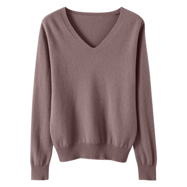 yoeyez Chandails Légers pour Femmes à Manches Longues Col Ras du Cou Chandail Uni Chandail Léger Doux Tricoté Hauts Bas d'Automne Violet m