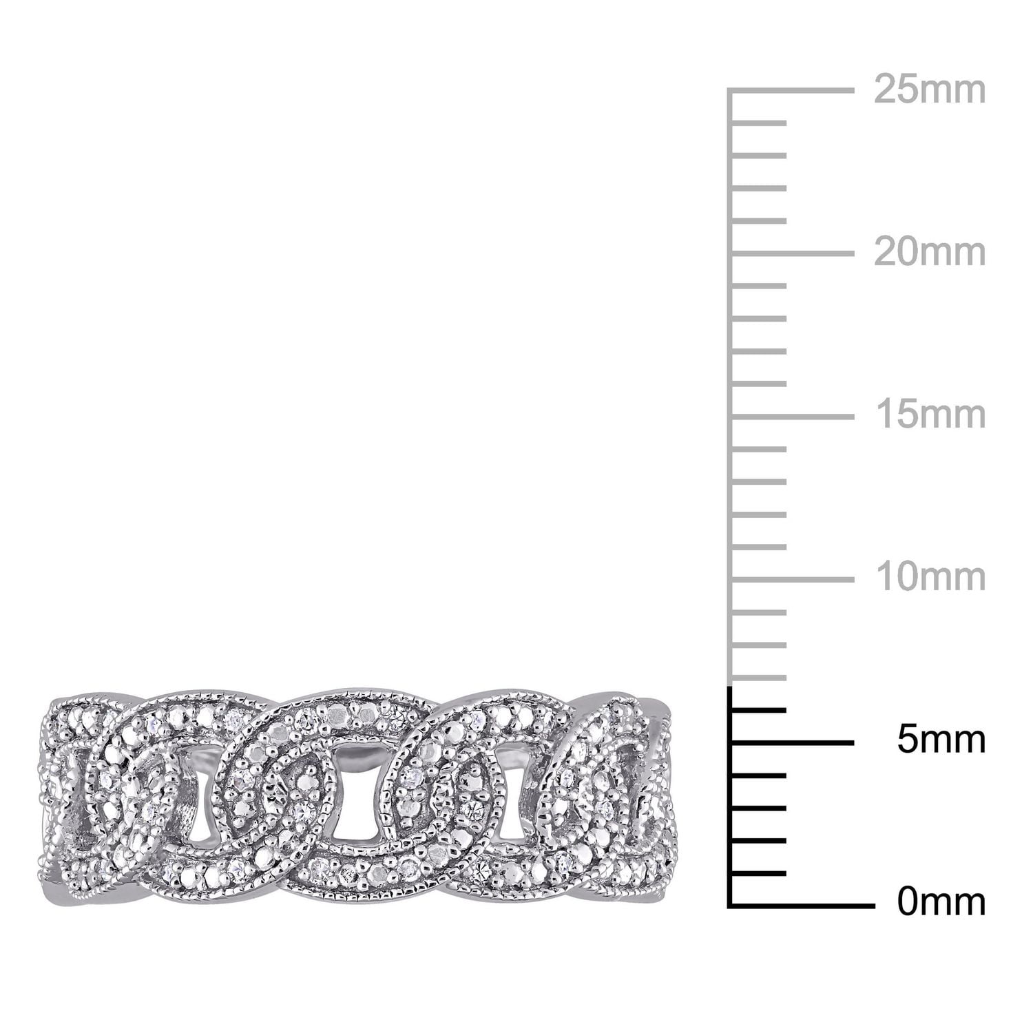 Bague ovale à maillons de Miabella avec 1/10 carat poids total de diamants en argent sterling