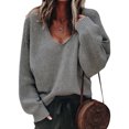 thumbnail image 1 of Innerwin Jumper Tops Long Sleeve Ladies Sweater Work Solid Color Casual Pullover Dark Grey S, 1 of 2