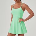 thumbnail image 4 of hotojiny Robes 2 en 1 pour Femmes à Bretelles Spaghetti Extensibles Robe de Tennis d'Entraînement avec Shorts Unie Fluide Évasée Mini Robes Actives, 4 of 6