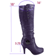 thumbnail image 2 of Bottes Mode Décontractées pour Femmes à Talons, Hauteur Genou, Plateforme, Fermeture Éclair Latérale, Boucle, Robe ( Violet, 7), 2 of 5