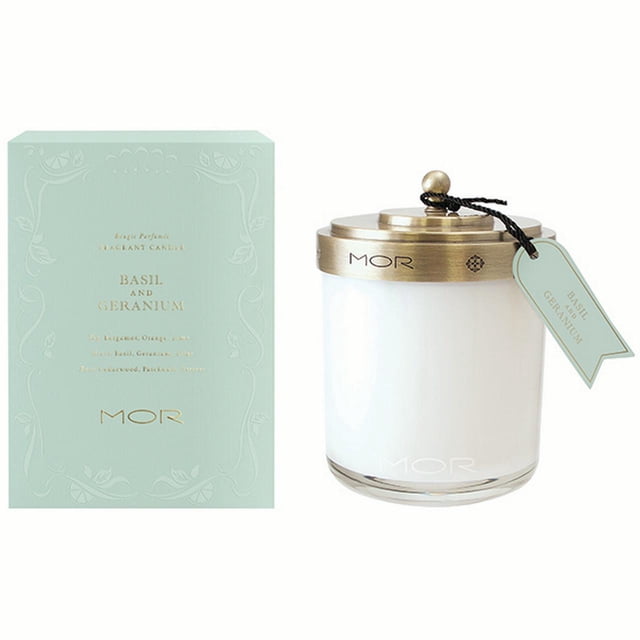 Mor Bougie Parfumée pour la Maison et la Bibliothèque au Basilic et au Géranium 13,4 Oz