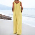 thumbnail image 4 of TrendOFT Womens Casual Summer Jumpsuit Loose Spaghetti Strap Solid Button Pocket Rompers For Women One Piece Overalls Yellow L, 4 of 6