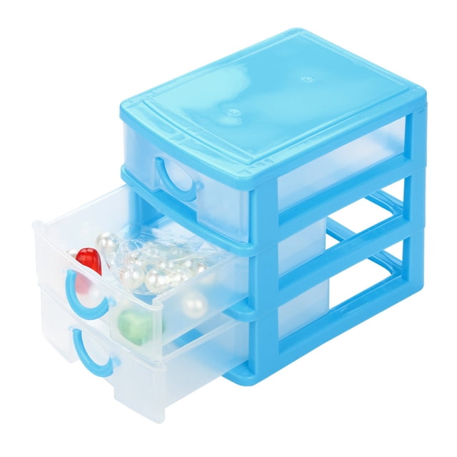 Jewelry Holder Organizer 3-Tier Drawer Plastic Storage, Stackable Storage Drawers, Mini Drawer Unit, Clear Plastic Desk Storage Box for Home Collection, Cosmetics, Office Supplies, Craft Storage