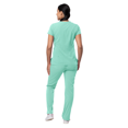 thumbnail image 2 of Adar Scrub Set for Women - Curved V-Neck Scrub Top & Tapered Drawstring Scrub Pants - 4402 - Aqua - L, 2 of 7