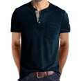 thumbnail image 1 of Innerwin Blouse Col Rond pour Hommes Hauts d'Été Col Henley Coupe Régulière T-Shirts Bleu Royal TG, 1 of 3