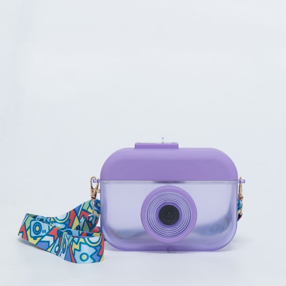 Verdant Touch Bouteille d'eau Messenger avec paille - 400 ml - Bouteille de voyage avec paille - Tendance innovante - Jolie tasse portable pour étudiants - Violet