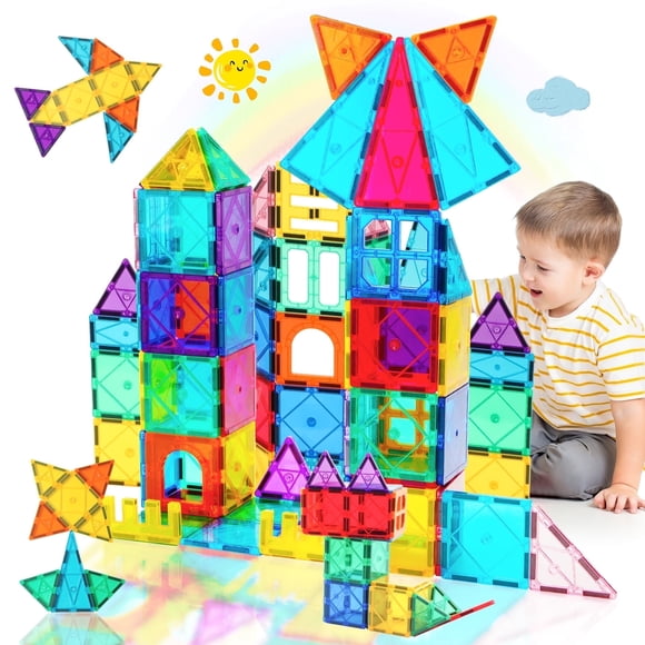 GRM Magnetic Tiles, 41 Pieces, 3D Magnetic Building Blocks for Kids, STEM Certified