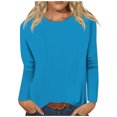 thumbnail image 1 of Timegard Womens Tops Long Sleeve Round Neck Solid Color Basic Tee Fall Casual Comfy Loose Tops Blouse, 1 of 5