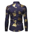 thumbnail image 1 of Pompotops Chemise de Soirée Homme Boîte de Nuit Dorée Imprimée 3D Rose Ajustée en Solde, 1 of 3