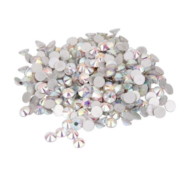 1400 Pcs/ss 6 Gemmes Rondes Plates en Verre Cristal Dos en Résine Strass Gemmes Blanc AB Acrylique
