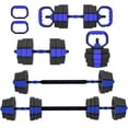 thumbnail image 1 of Soozier 6-in-1 Adjustable Dumbbell Set, 55lbs Free Weights Set, Blue, 1 of 10